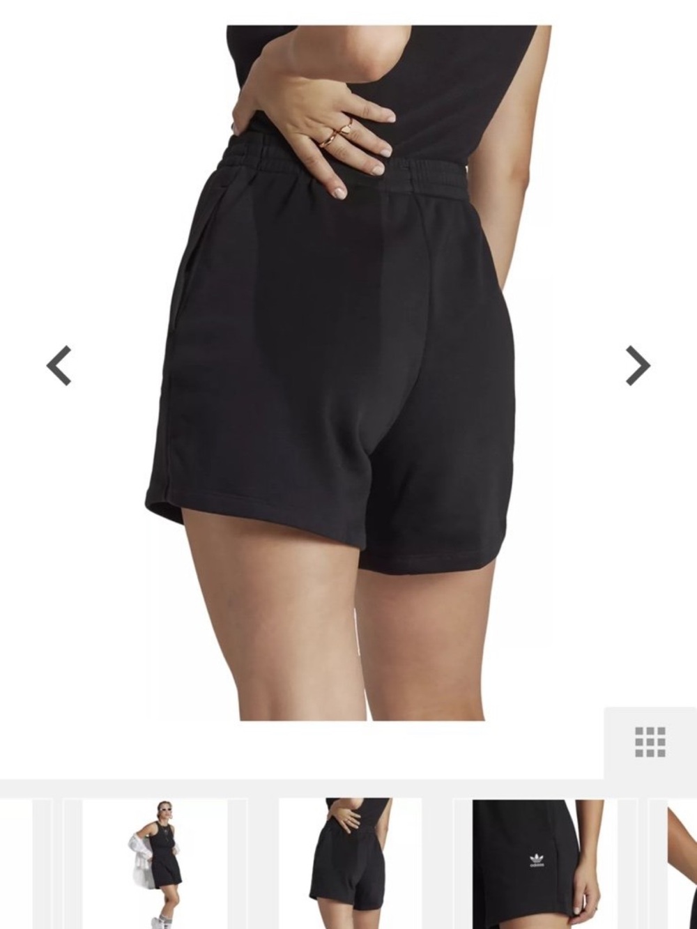adidas Black Trefoil Elastic-Waist Athletic Shorts - Picture 2 of 5